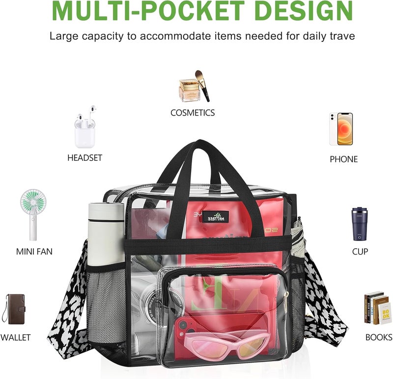MAYTREE Clear Bag for Stadium Events, 12x6x12 Clear Tote Bag with Removable Strap, Transparent Bag for Concert Sports Festival, Cow-Strap - Image 5